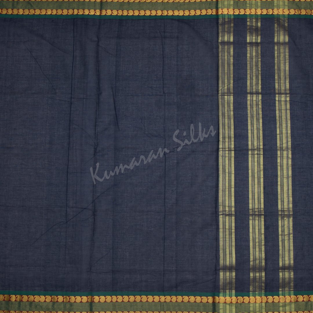 Venkatagiri Handloom Cotton Navy Blue Saree Without Blouse