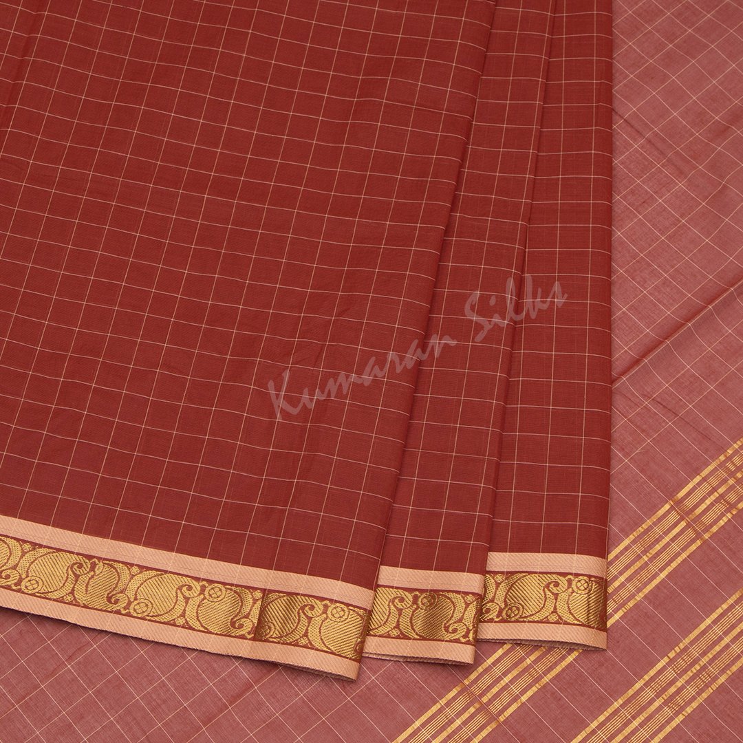 Venkatagiri Handloom Cotton Maroon Saree Without Blouse 03