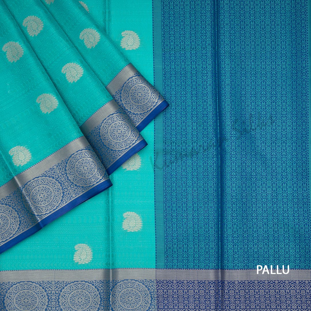 Ranvi Silk Turquoise Saree