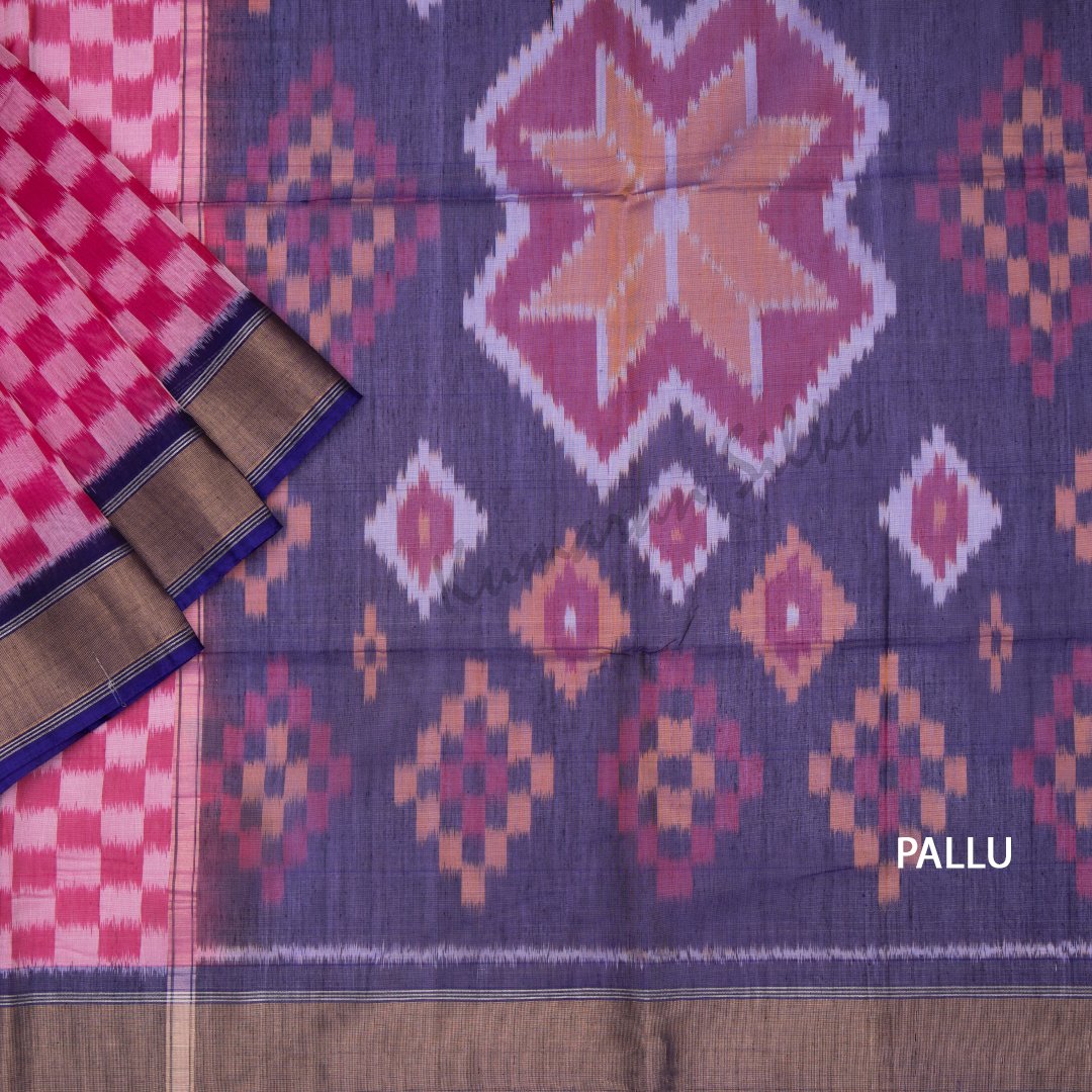 Multi Colour Pochampally Silk Cotton Saree With Ikat Border