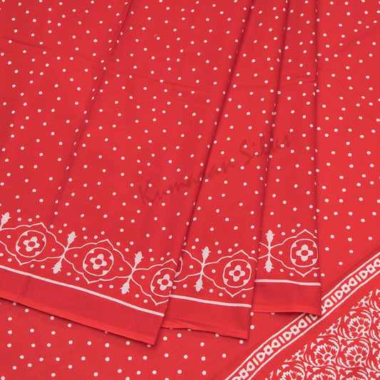Mul Mul Cotton Red Printed Saree 05