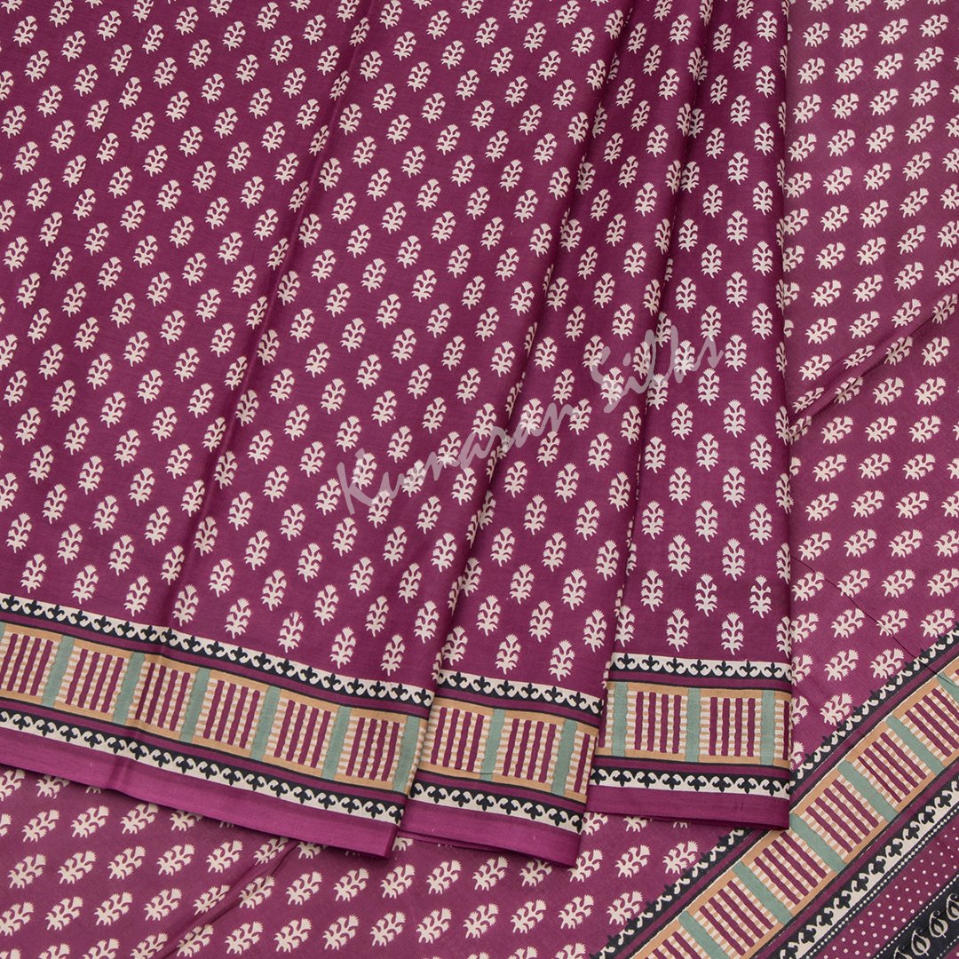 Chanderi Cotton Printed Dark Pink Saree