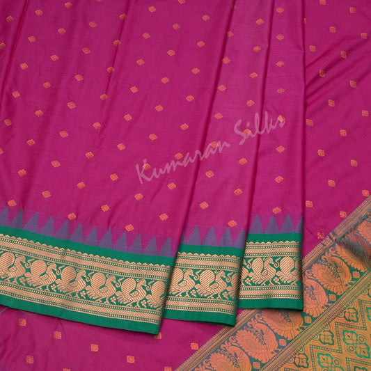 Semi Silk Embroidered Magenta Pink Saree 03