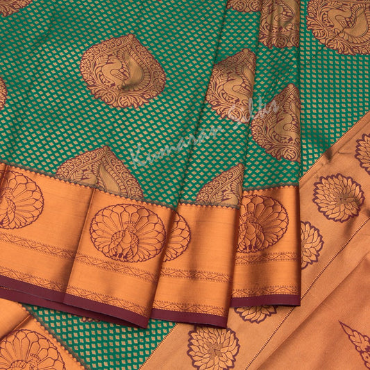 Semi Silk Embroidered Green Saree 06