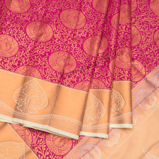 Semi Silk Embroidered Hot Pink Saree 07