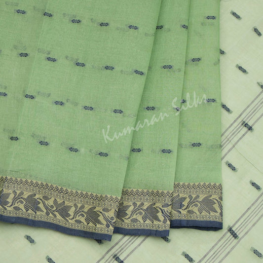 Bengali Cotton Green Saree Without Blouse 03