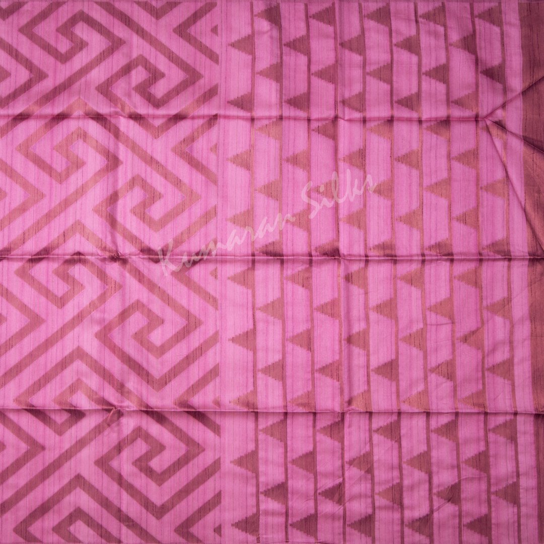 Semi Raw Silk Embossed Kobi Pink Saree