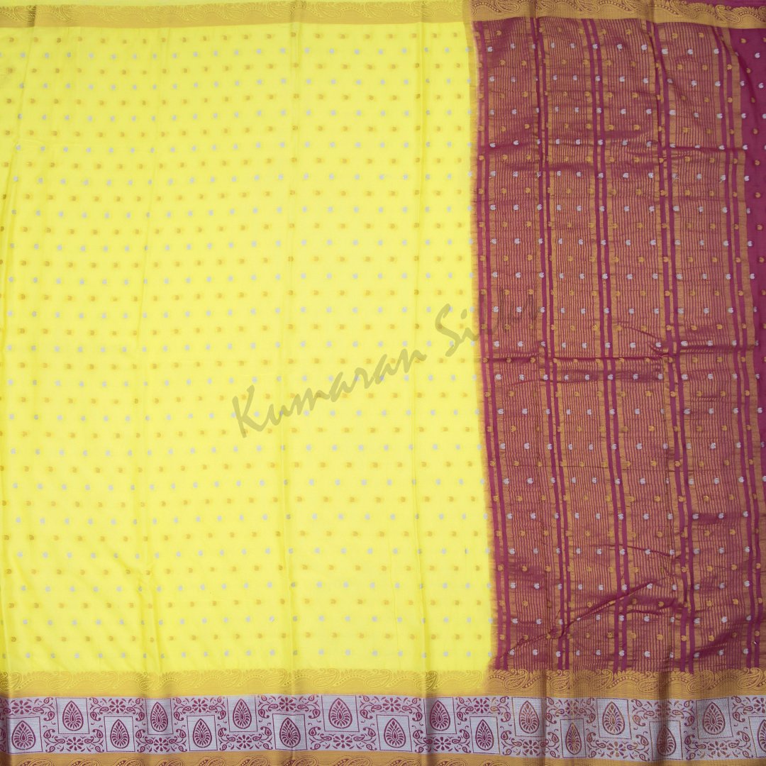 Semi Mysore Silk Embroidered Yellow Saree 07
