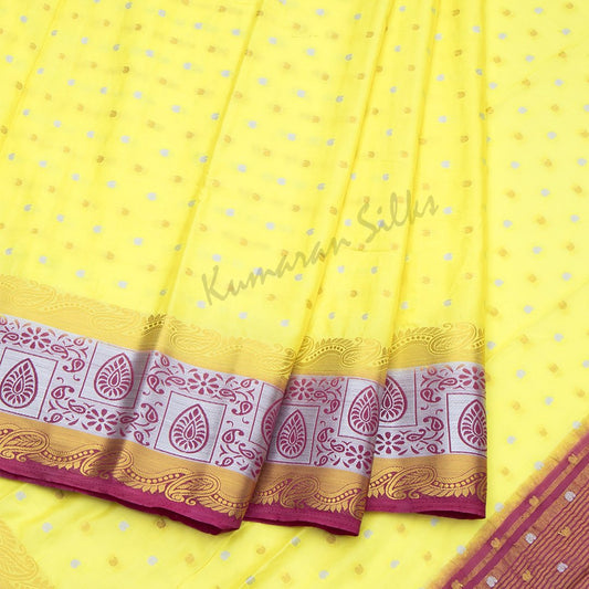 Semi Mysore Silk Embroidered Yellow Saree 07