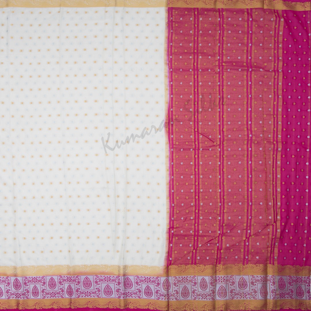 Semi Mysore Silk Embroidered Cream Saree 25