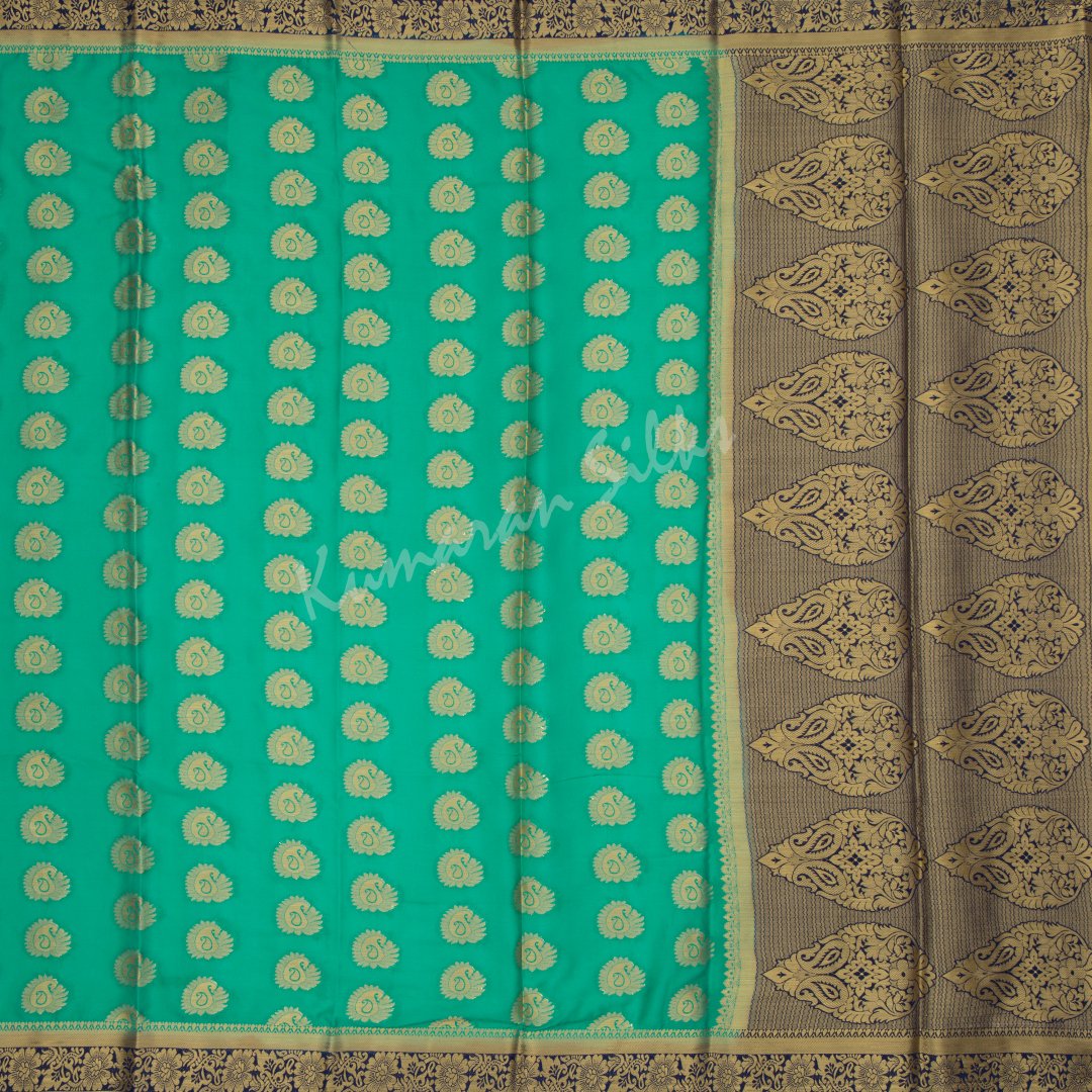 Semi Mysore Silk Embroidered Mint Green Saree 08