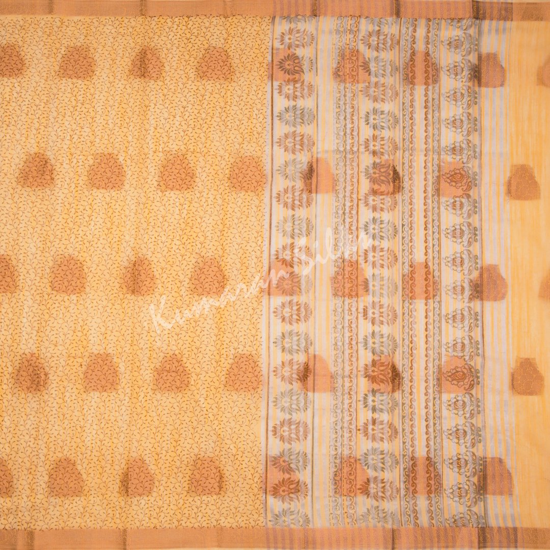 Chanderi Cotton Printed Mango Yellow Saree 02