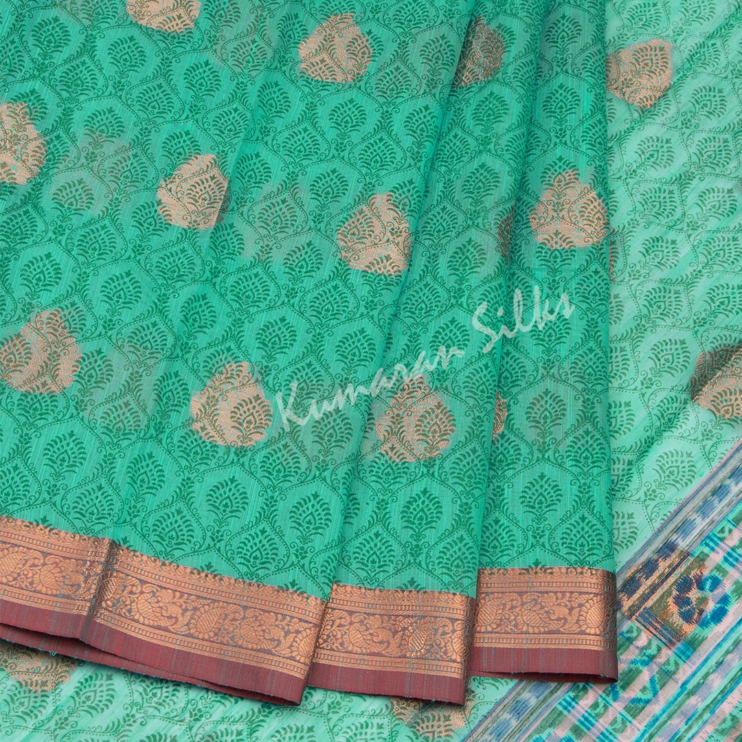 Chanderi Cotton Printed Green Saree