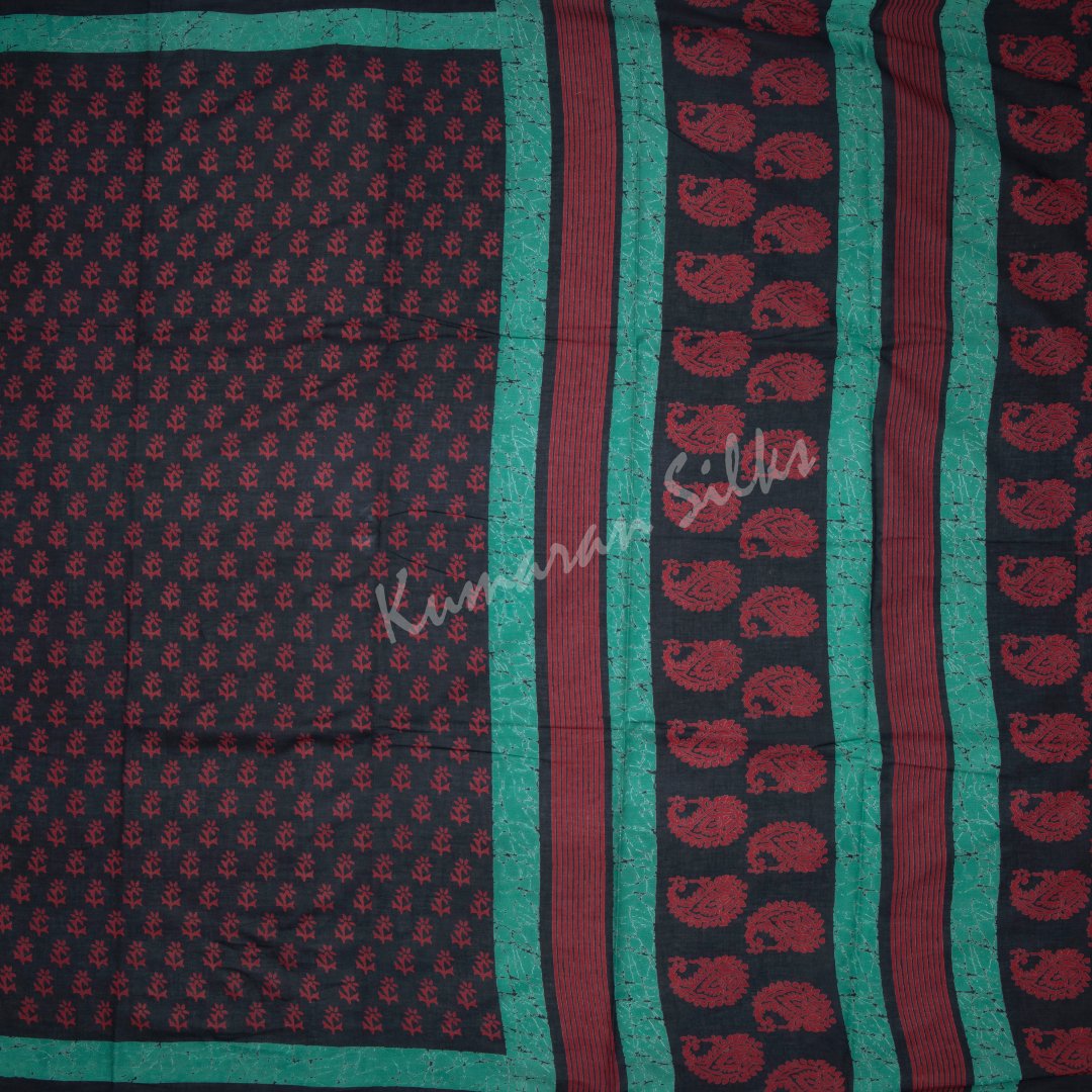 Chanderi Cotton Printed Black Saree 04