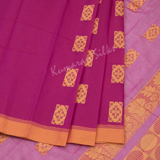 Kanchi Cotton Embroidered Magenta Pink Saree