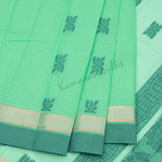 Kanchi Cotton Embroidered Mint Green Saree