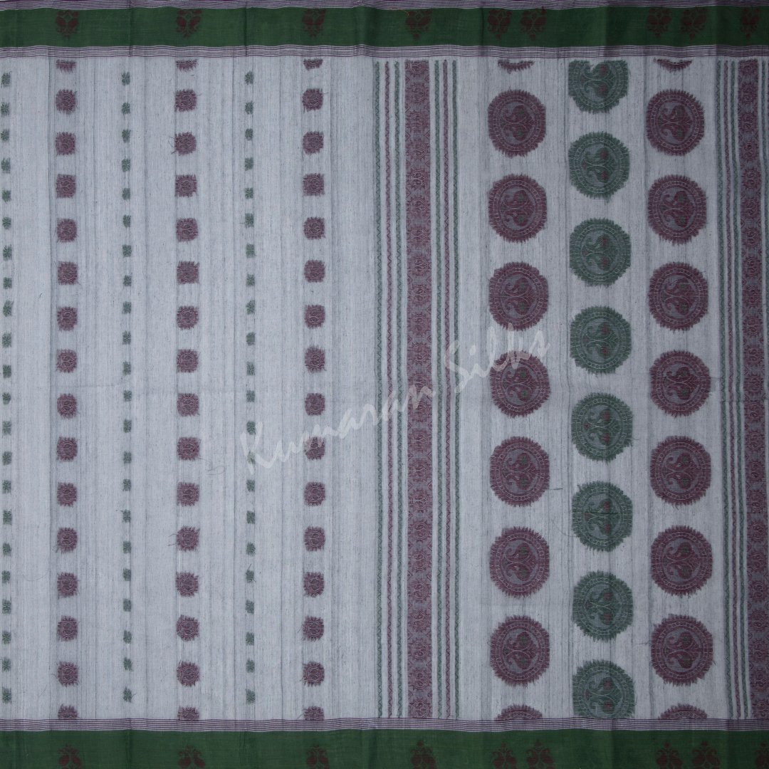 Bengali Cotton Grey Saree Without Blouse 04