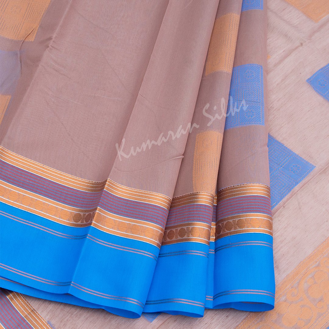 Silk Cotton Embroidered Light brown Saree 05 Kumaran Silks