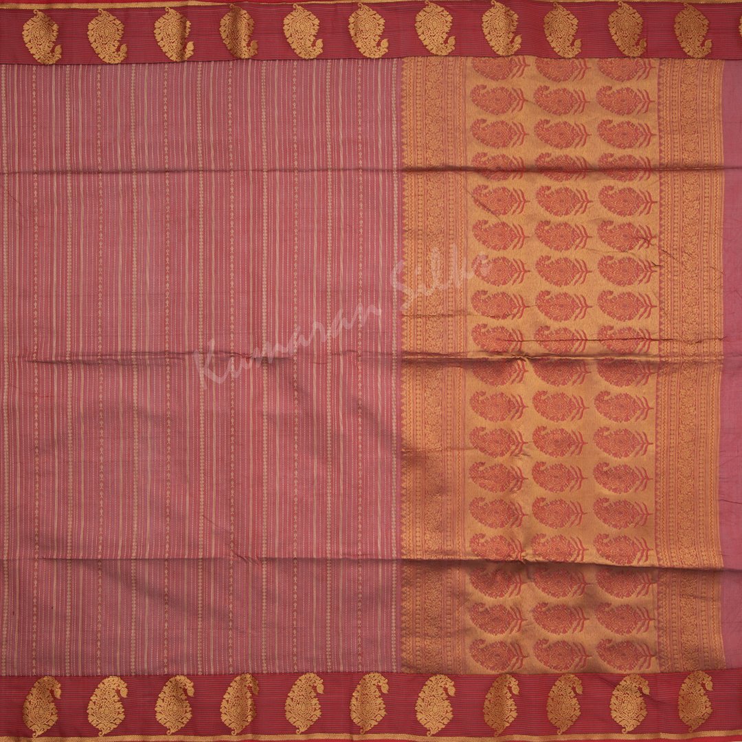 Silk Cotton Embossed Maroon Saree 02