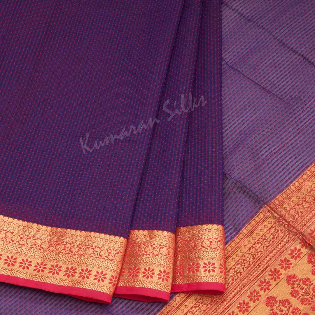 Silk Cotton Embossed Purple Saree Kumaran Silks