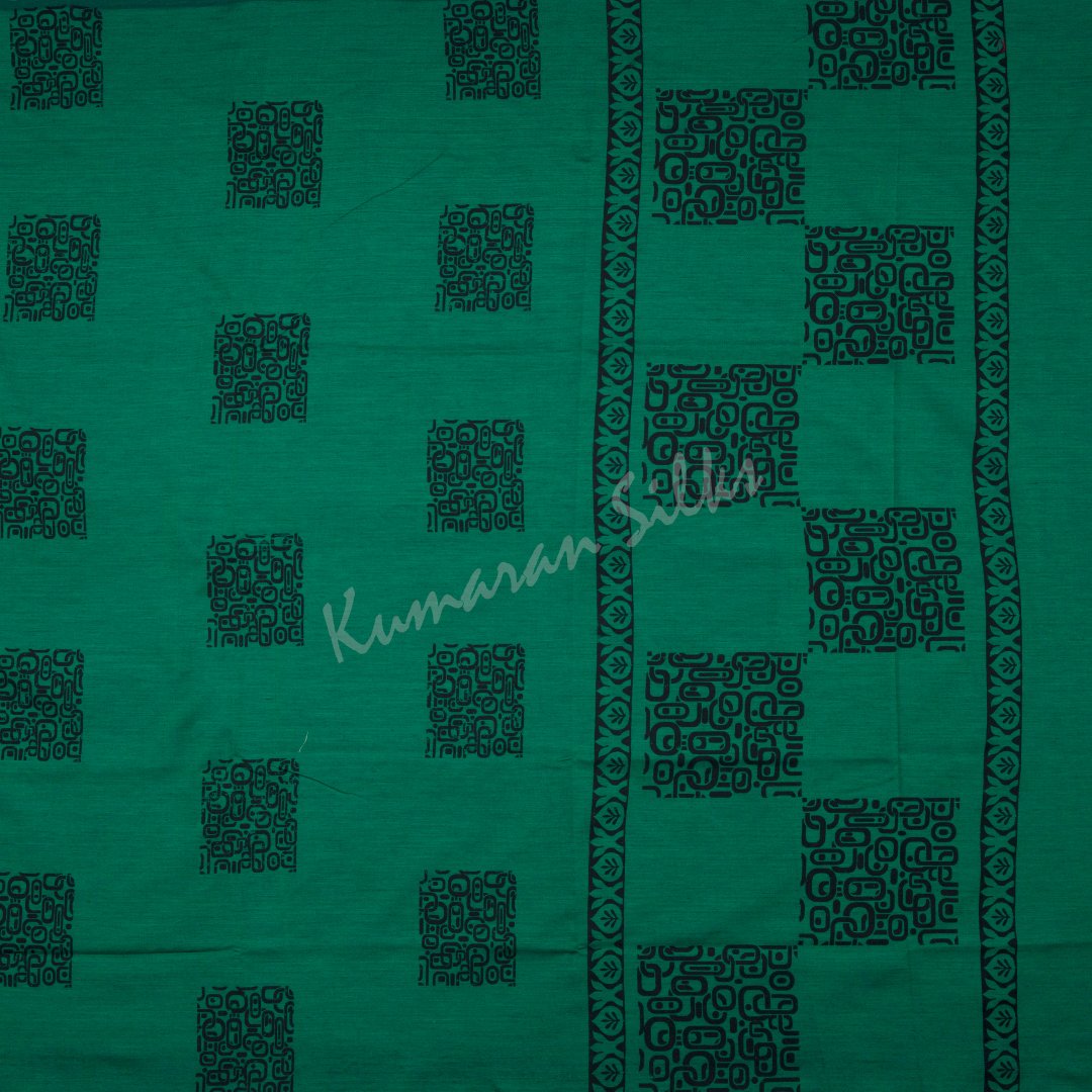 Poly Cotton Printed Green Saree 13