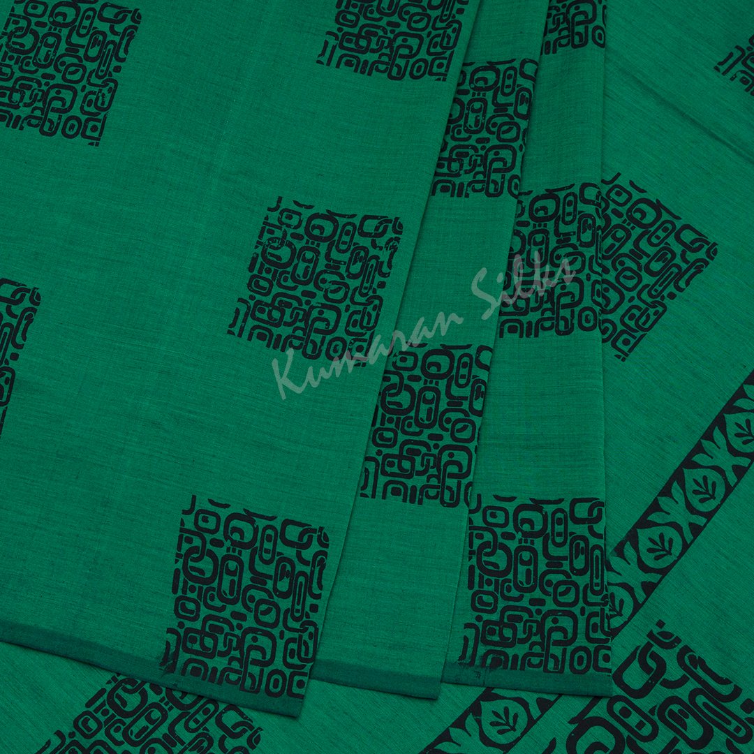 Poly Cotton Printed Green Saree 13