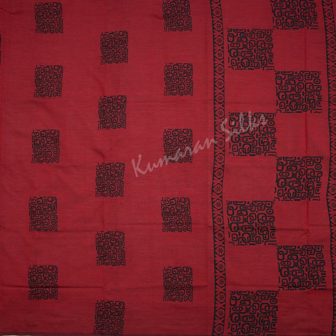 Poly Cotton Printed Red Saree