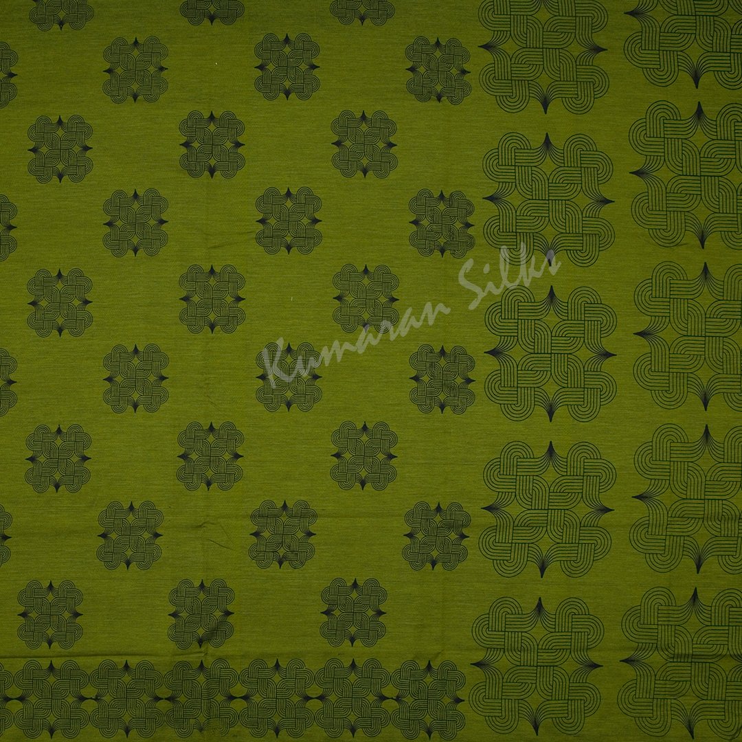 Poly Cotton Printed Moss Green Saree