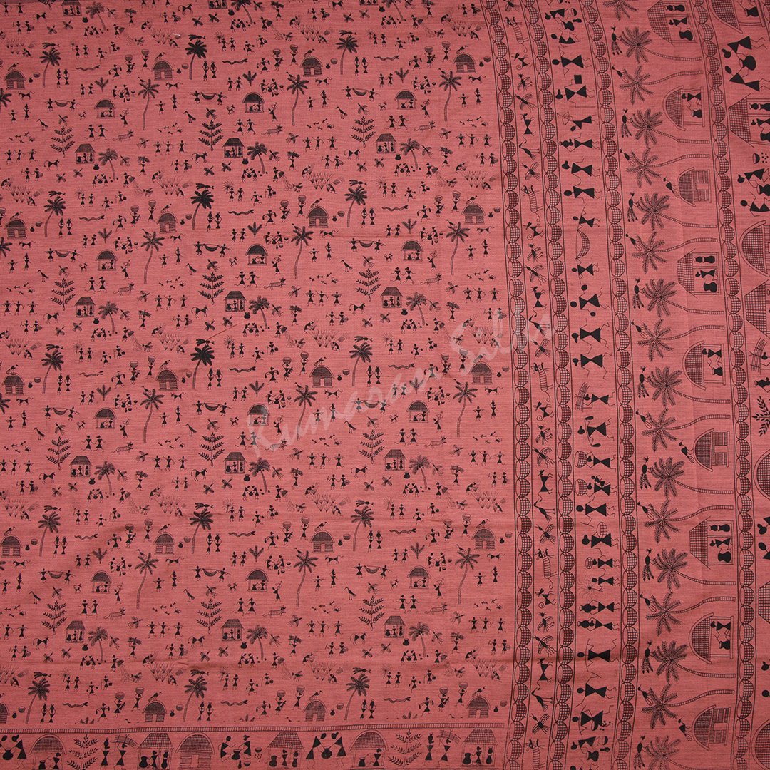 Poly Cotton Printed Blush Pink Saree 02