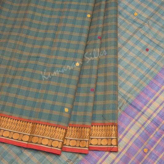 Chettinad Cotton Shot Colour Checked Saree Without Blouse 03