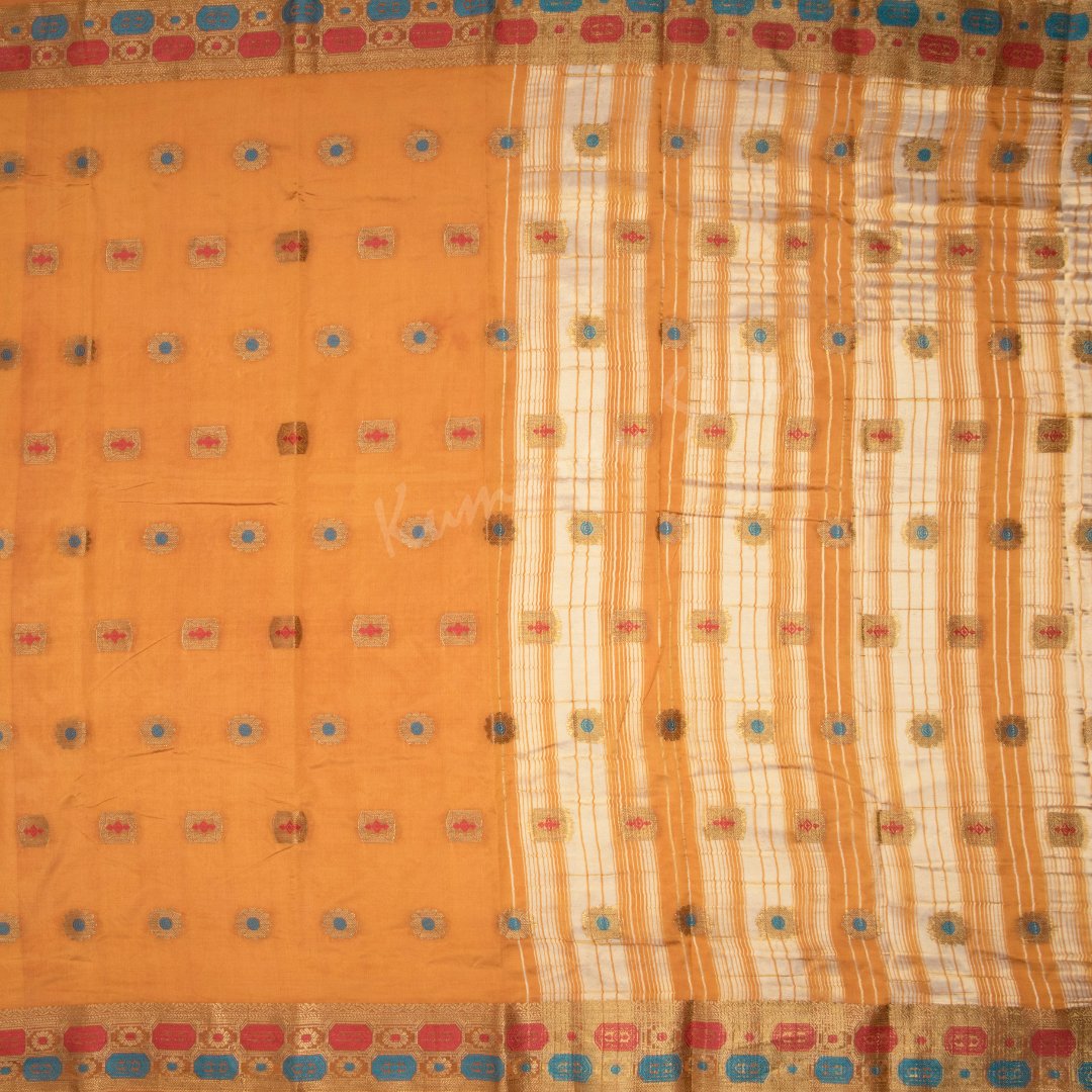 Semi Tussar Embroidered Golden Brown Saree