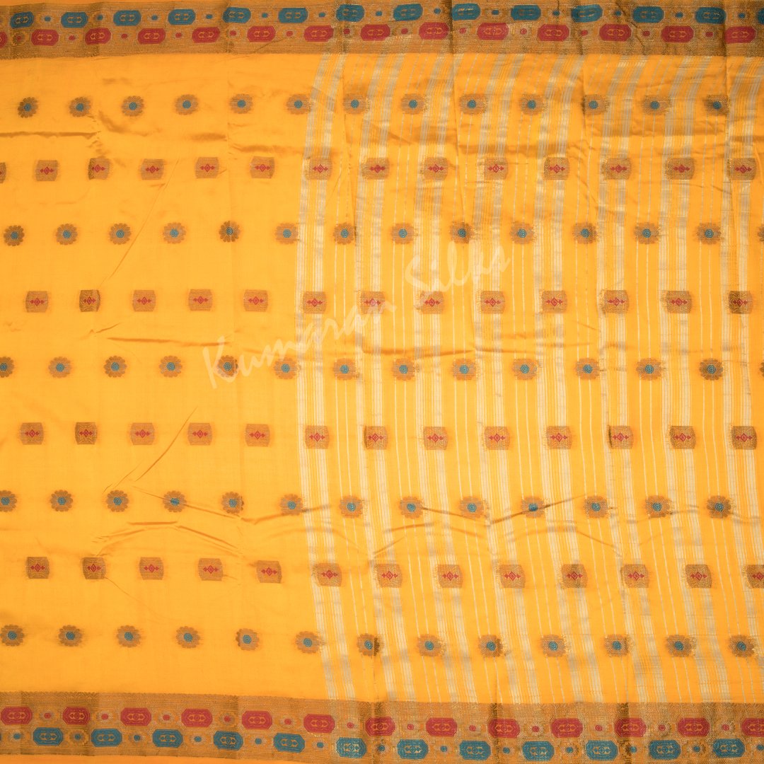 Semi Tussar Embroidered Mango Yellow Saree