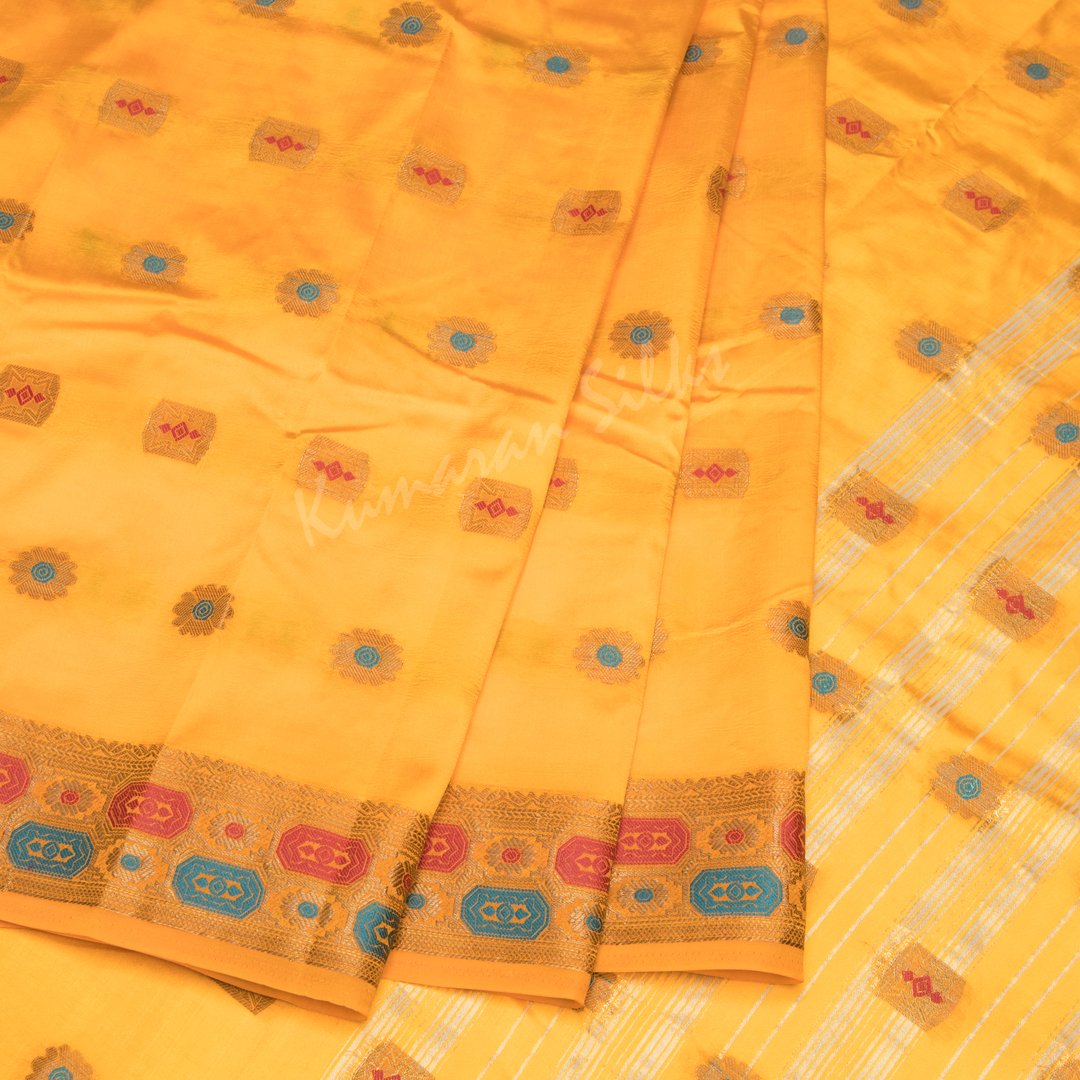Semi Tussar Embroidered Mango Yellow Saree