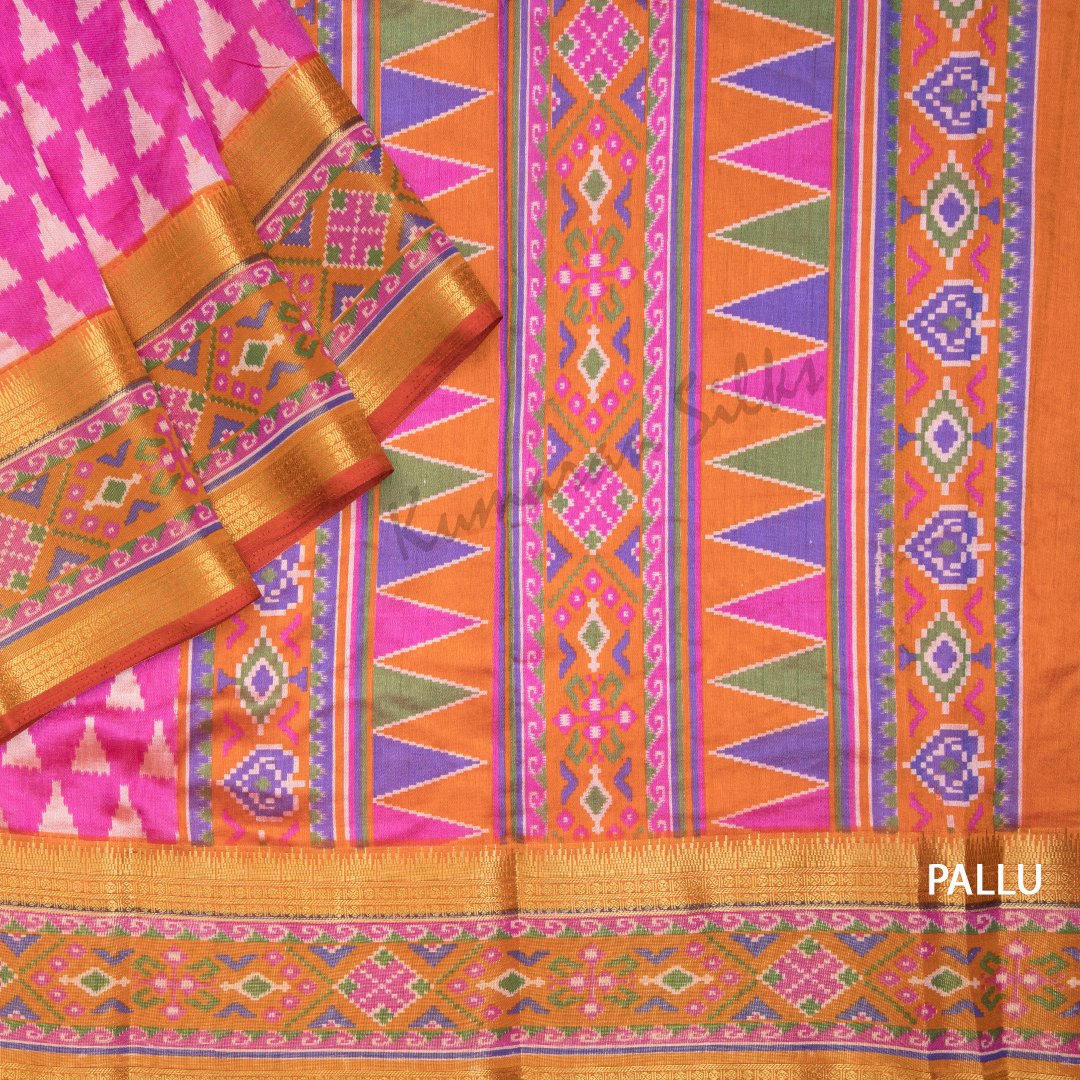 Semi Raw Silk Printed Hot Pink Saree
