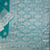 Semi Banaras Teal Blue Embroidered Saree - Kumaran Silks