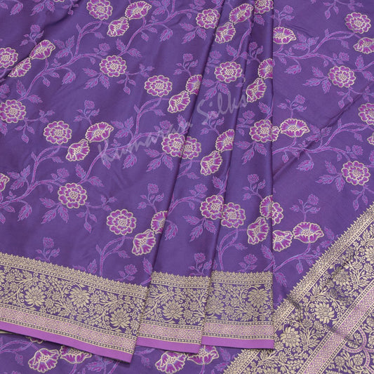 Semi Banaras Violet Embroidered Saree