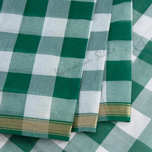 9 Yards Chettinad Cotton Multi Colour Checked Saree And Simple Thread Border Without Blouse 03