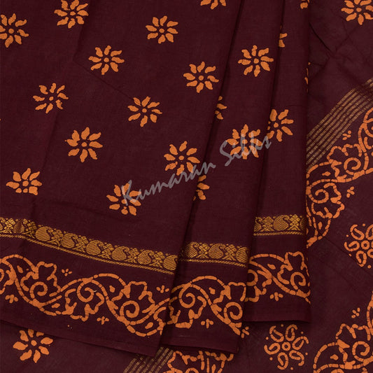 Sungudi Cotton Sandal Printed Saree Without Blouse