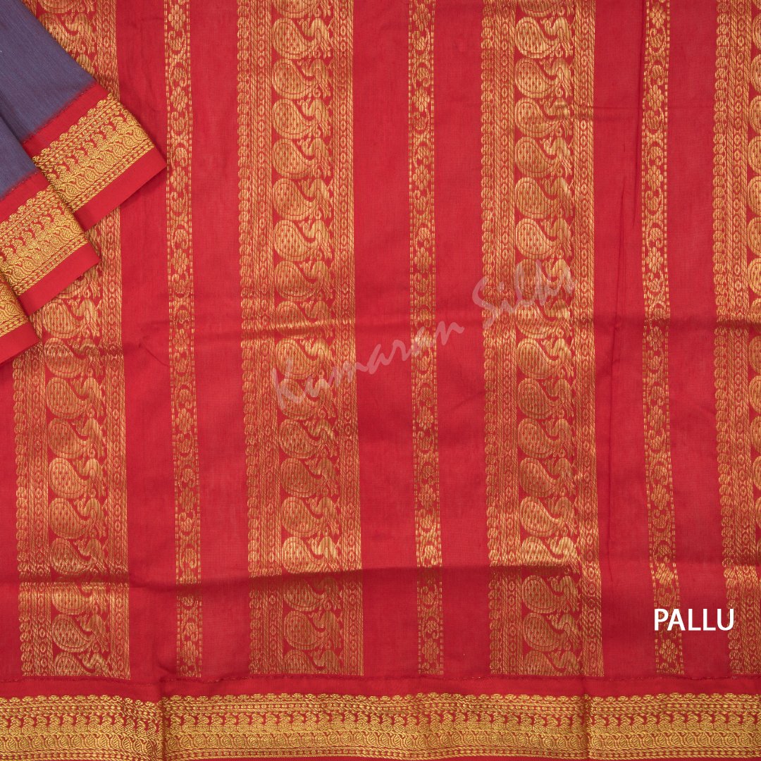 Kalyani Cotton Shot Colour Saree With Small Buttas On The Body And Peacock Motif On The Pallu