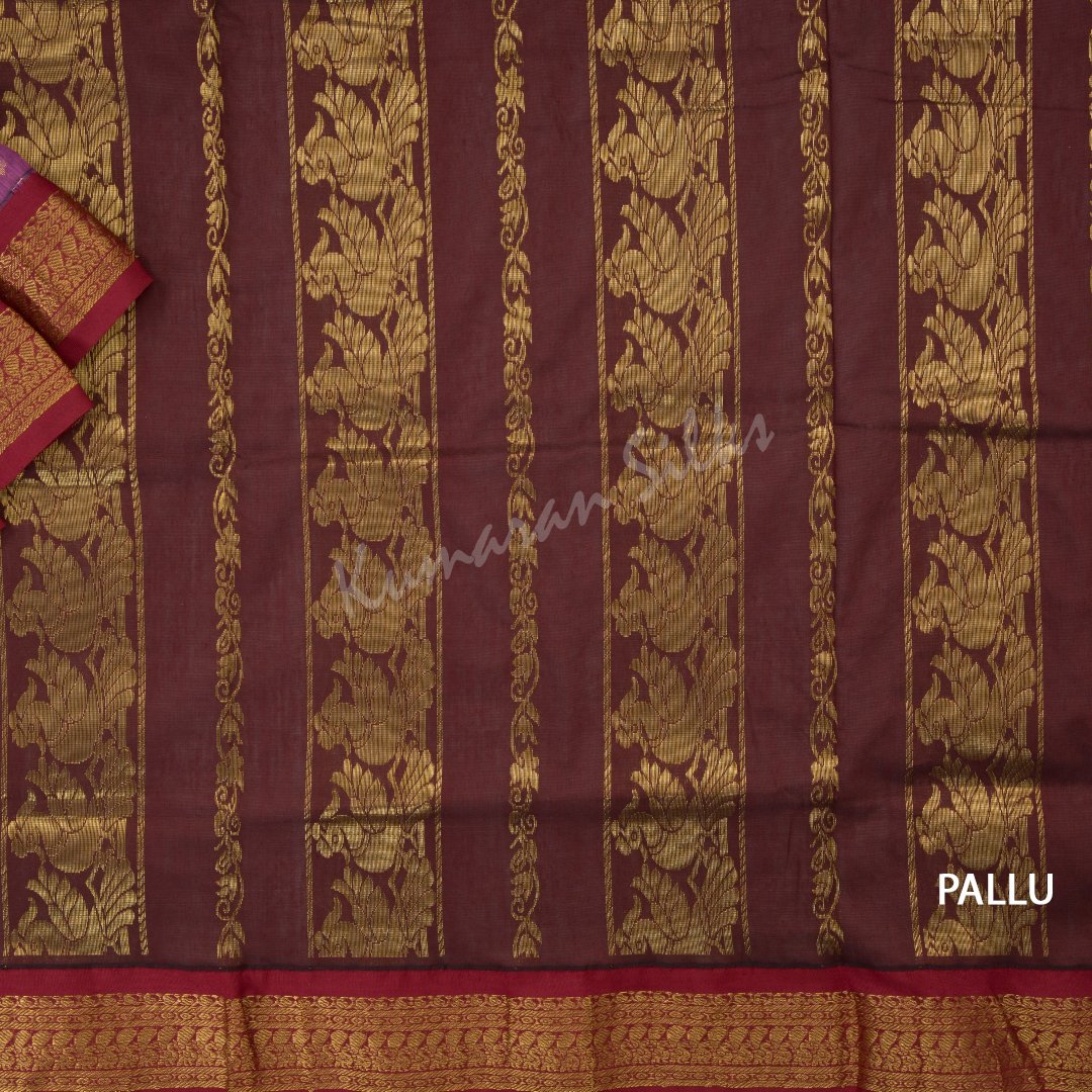 Kalyani Cotton Pink Saree With Small Buttas On The Body And Peacock Motif On The Pallu