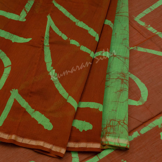 Chanderi Cotton Printed Cinnamon Brown Saree
