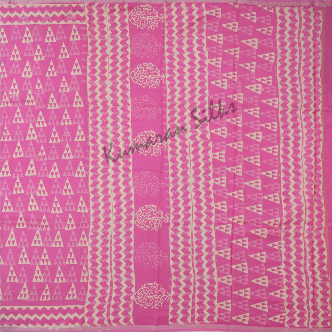 Chanderi Cotton Printed Pink Saree