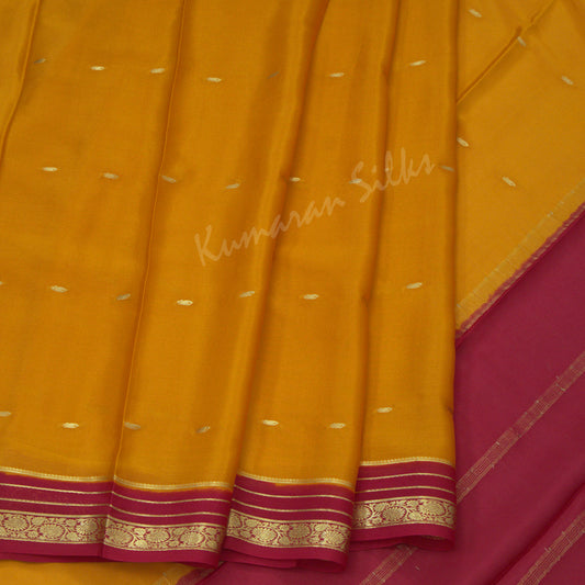 Mango Yellow Pure Mysore Crepe Silk Saree 03