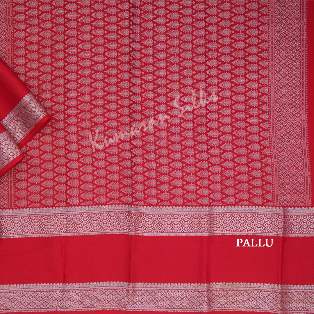 Red Pure Mysore Crepe Silk Saree