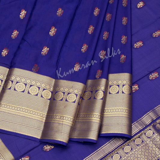 Indigo Blue Pure Mysore Crepe Silk Saree