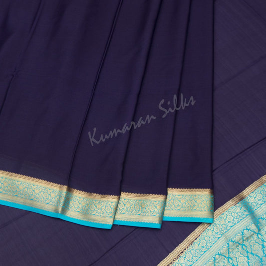 Navy Blue Pure Mysore Crepe Silk Saree