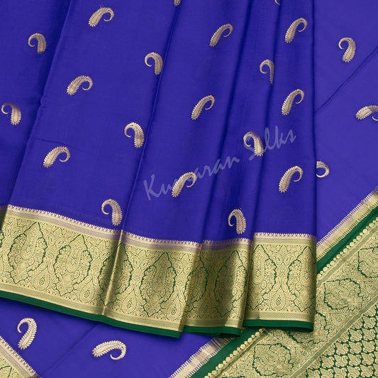 Indigo Blue Pure Mysore Crepe Silk Saree 02