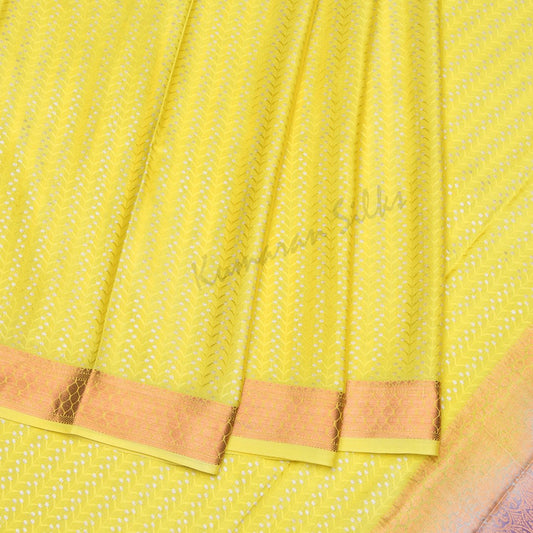 Lemon Yellow Pure Mysore Crepe Silk Saree