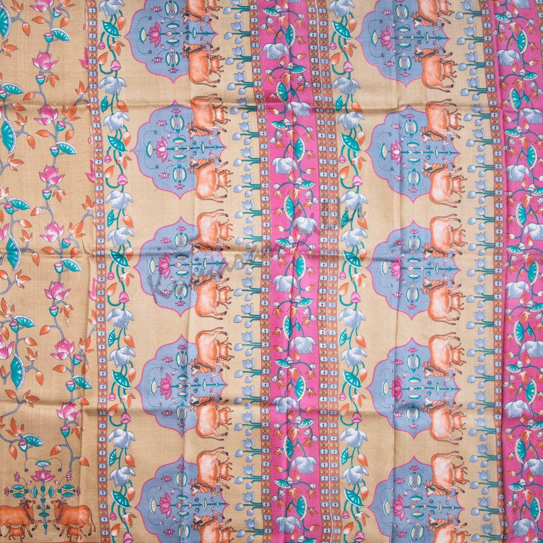 Pure Silk Printed Brown Saree 02