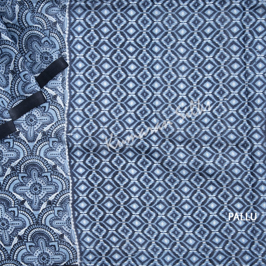 Pure Silk Printed Pastel Blue Saree